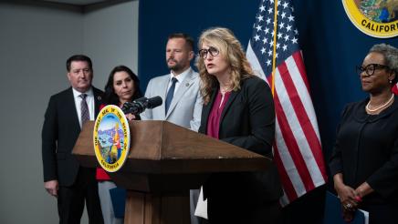 Asm. Wicks speaking at Permitting Reform Package Press Conference